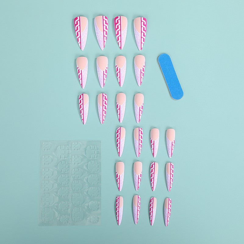 Creative Stiletto Art Nails with Geometric Patterns Kalsten