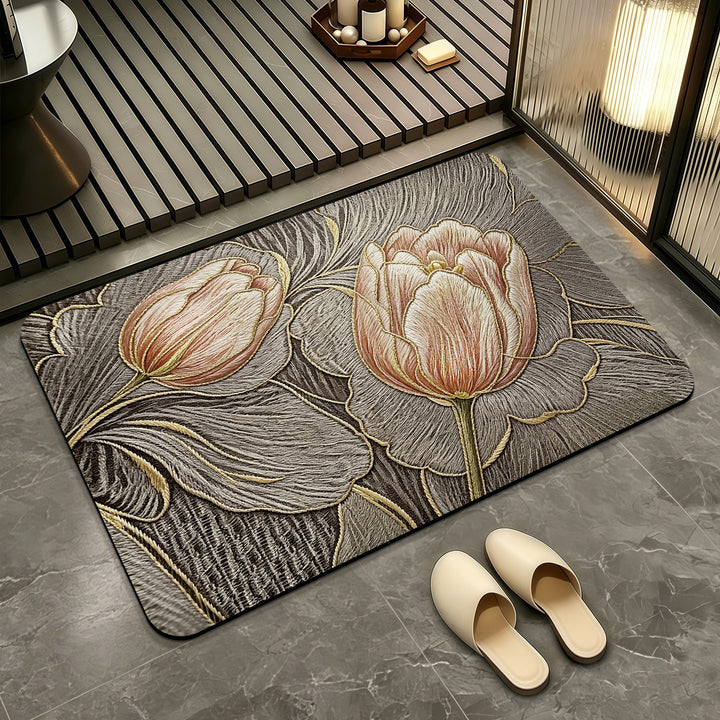 Elegant Floral Patterned Bath Mat Kalsten