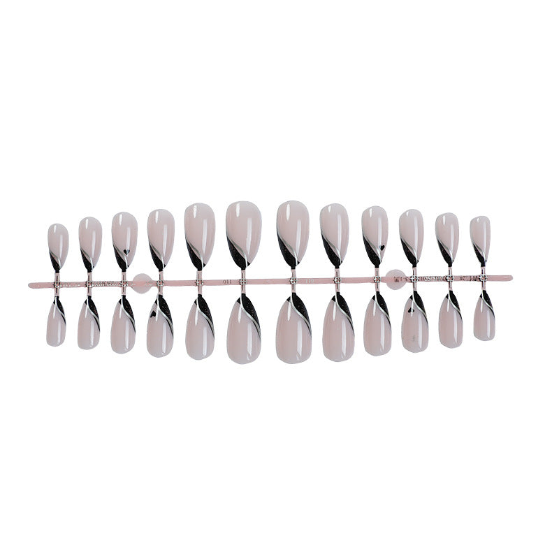 Premium Decorative Press-On Nail Set with Elegant French Design Kalsten