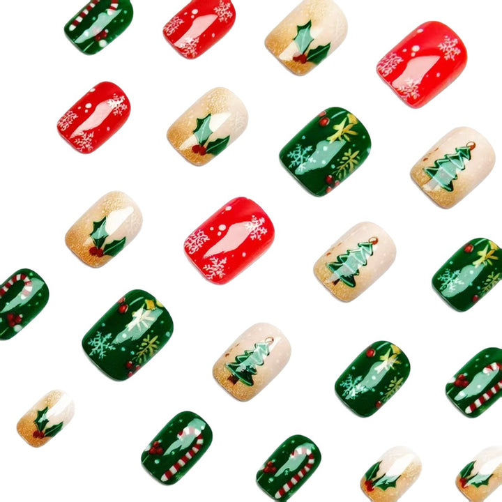 Artificial nails in festive Christmas design Kalsten