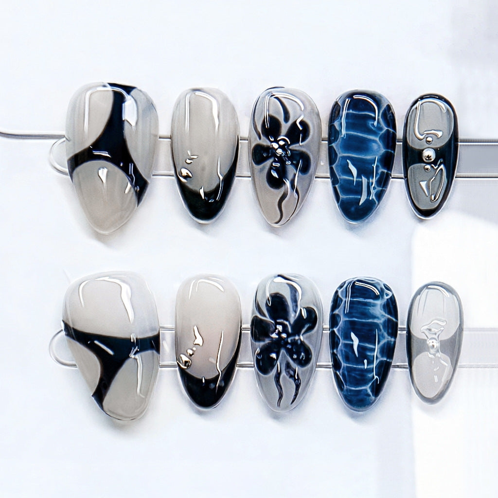 Elegant Press-On Nail Art Set with Creative Design Kalsten