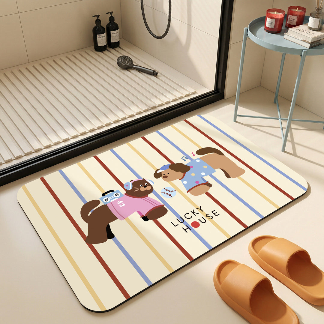 Cartoon-Themed Plush Bath Mat