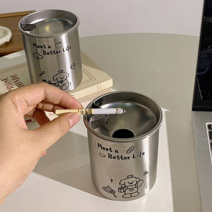 Stainless Steel Ashtray with Cute Animal Motif Kalsten