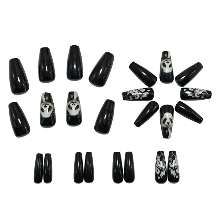 Artificial nails with playful panda and flower design Kalsten