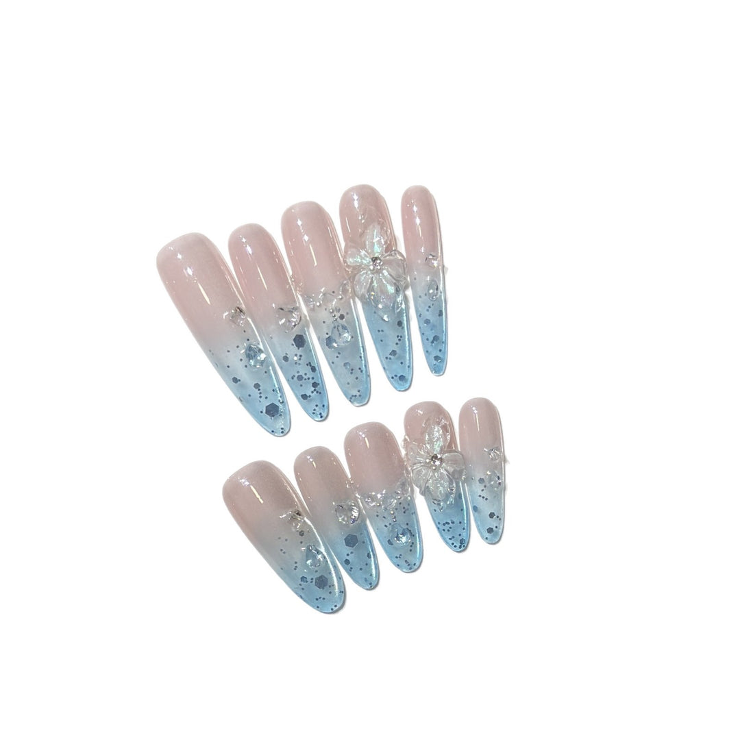 Ombre Floral Press-On Nail Art Set Kalsten