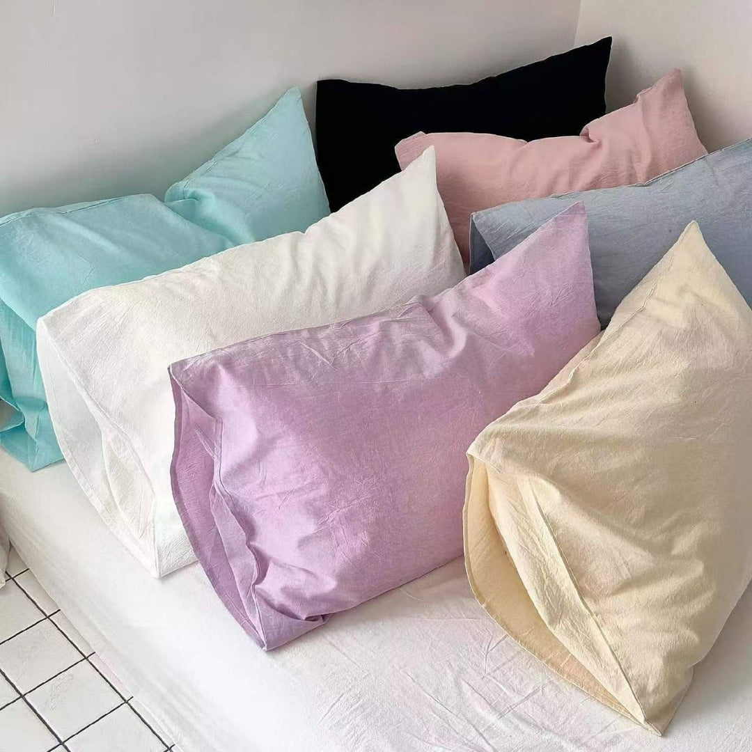Cotton-linen pillowcase with hidden zipper