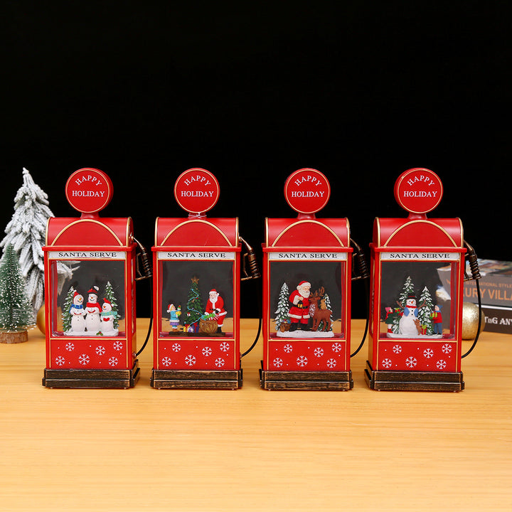 Nostalgic Christmas lantern with moving snowman scene Kalsten