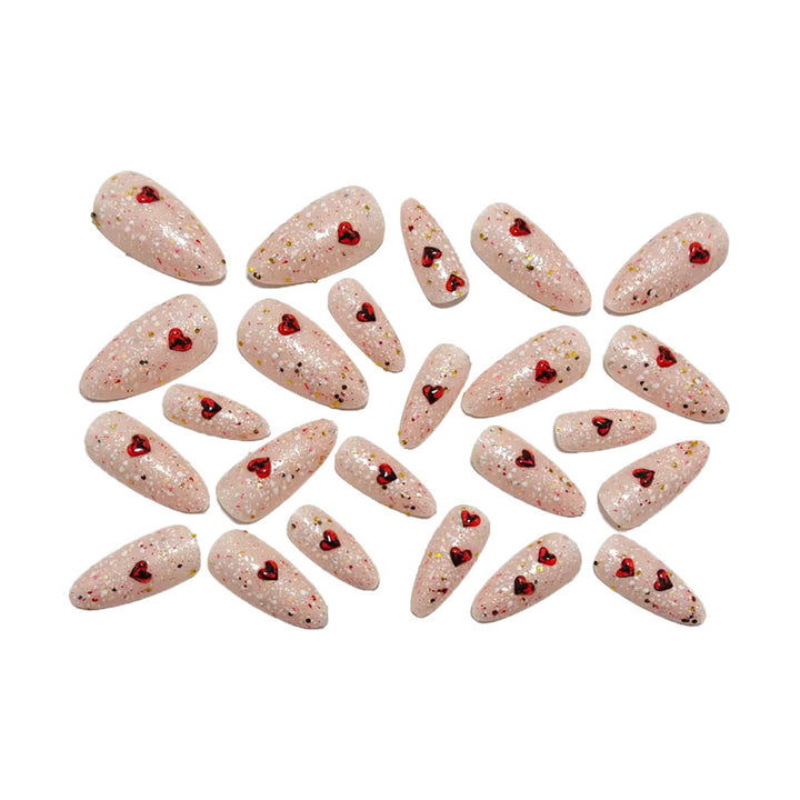 Glittering artificial nails with heart-shaped accents Kalsten