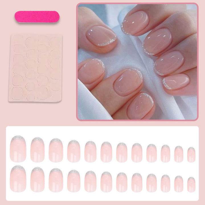Acrylic nail set with elegant French tip and glitter accents Kalsten