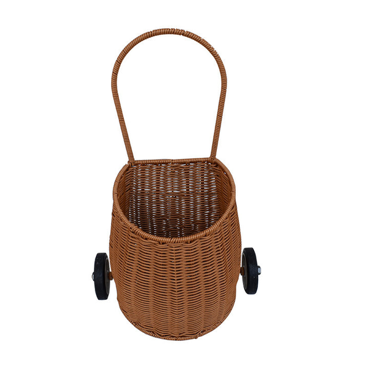 Decorative Woven Rolling Storage Basket Kalsten