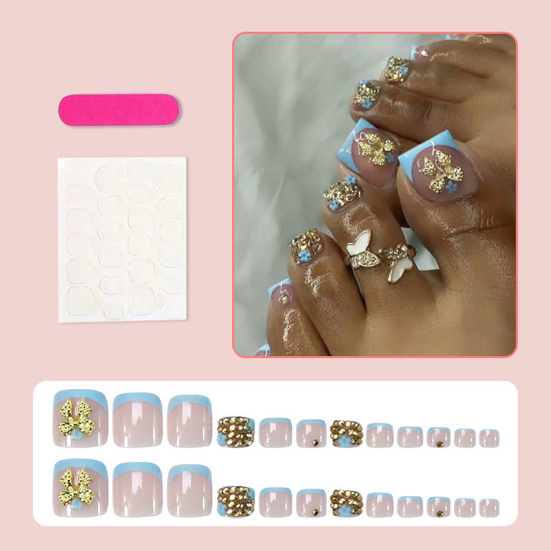 Art nail set with glamorous flower and glitter decorations Kalsten