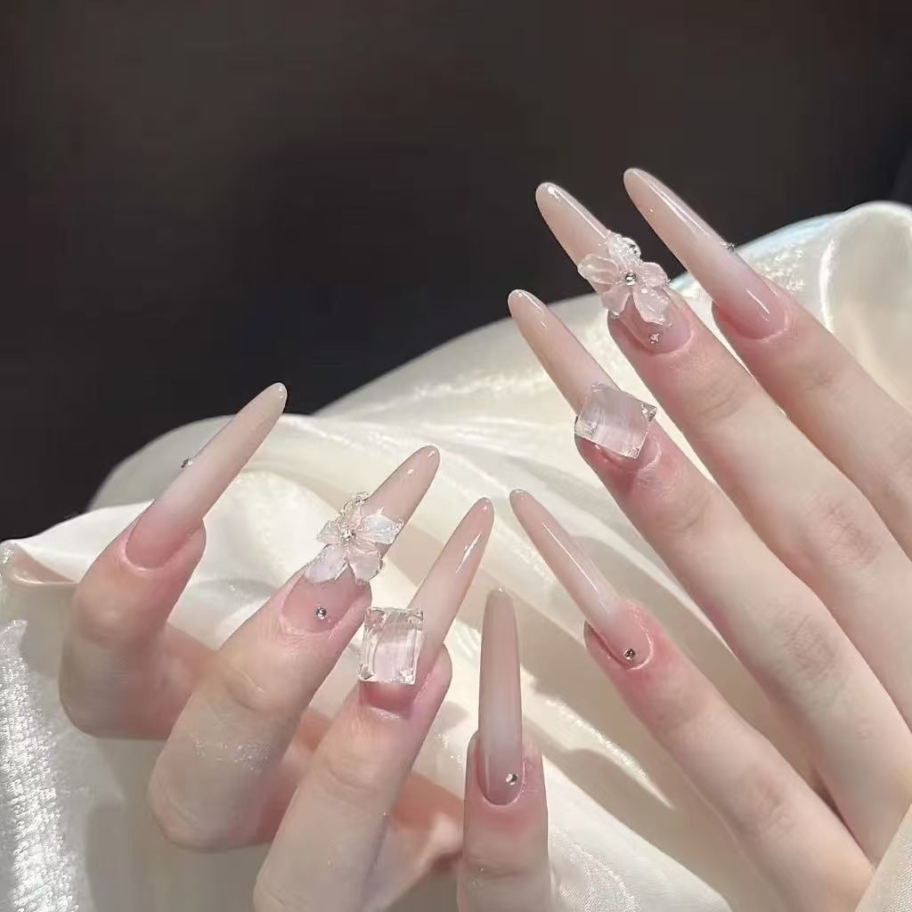 Glamorous Crystal-Studded Stiletto Press-On Nails Kalsten