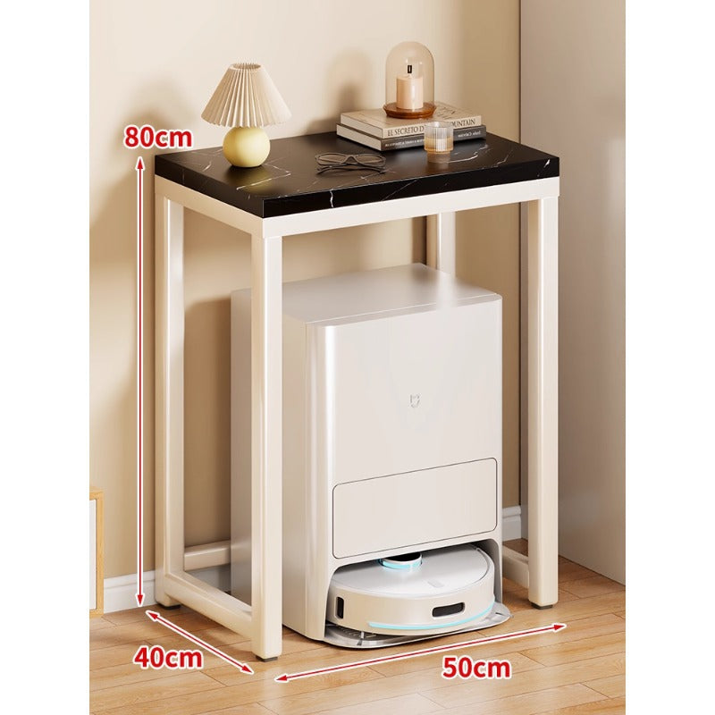 Marble Top Gold Metal Console Stand for Robot Vacuum Dock and Entryway Organizer