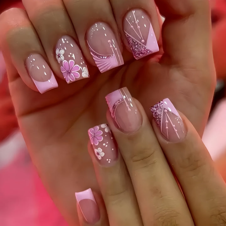 Floral Acrylic Press-On Nail Art Kalsten