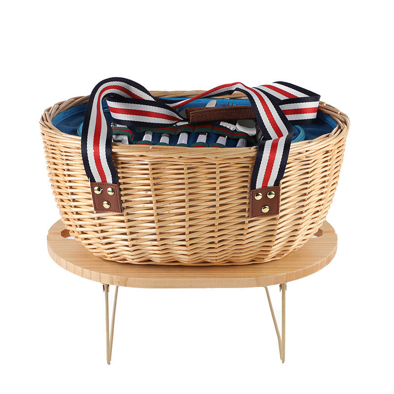 Exclusive basket with handles made of woven rattan Kalsten