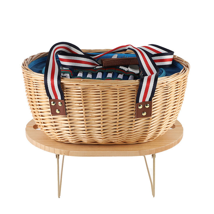 Exclusive basket with handles made of woven rattan Kalsten