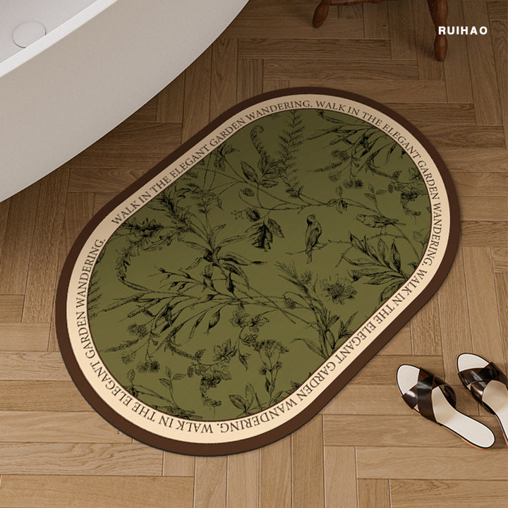 Oval Botanical Floor Mat for Home Decor