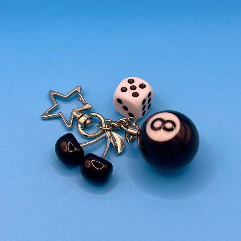 Playful Cherry and Eight Ball Keychain Kalsten