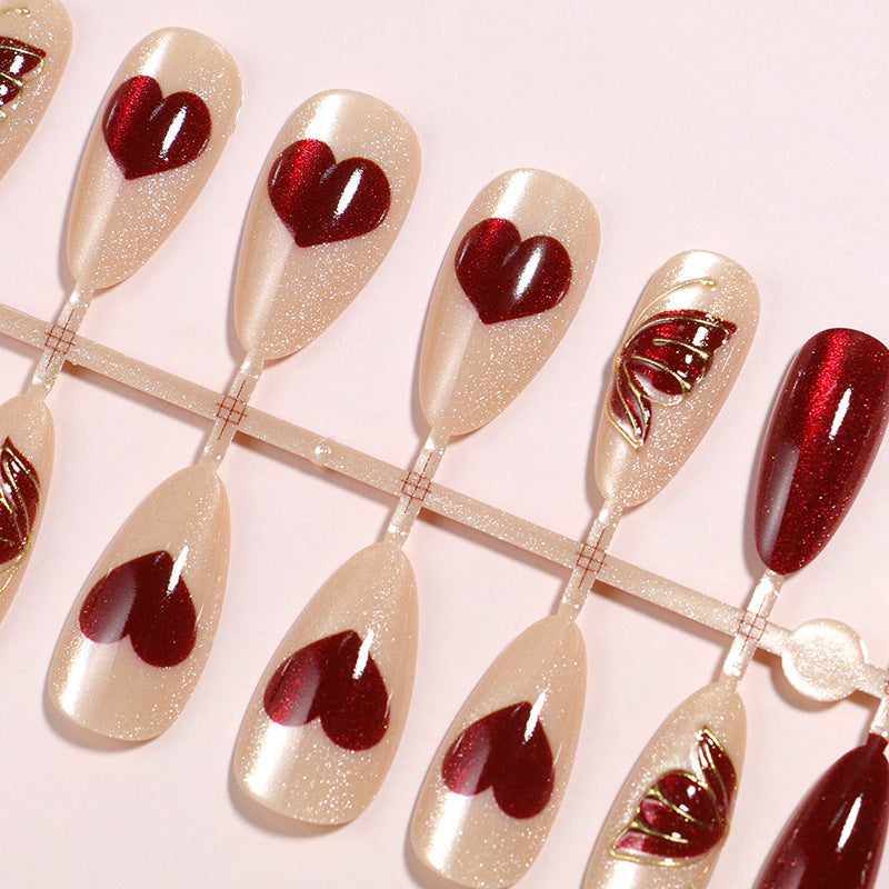 Artistic Heart-Accented Press-On Nail Set Kalsten