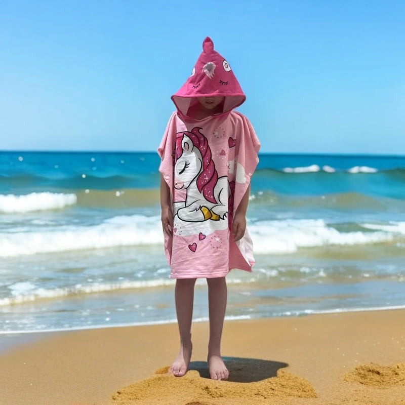 Kids' Fun Dinosaur-Themed Hooded Towel Poncho Kalsten