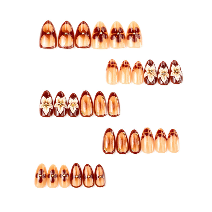 Elegant Nature-Inspired Press-On Nail Art Kalsten