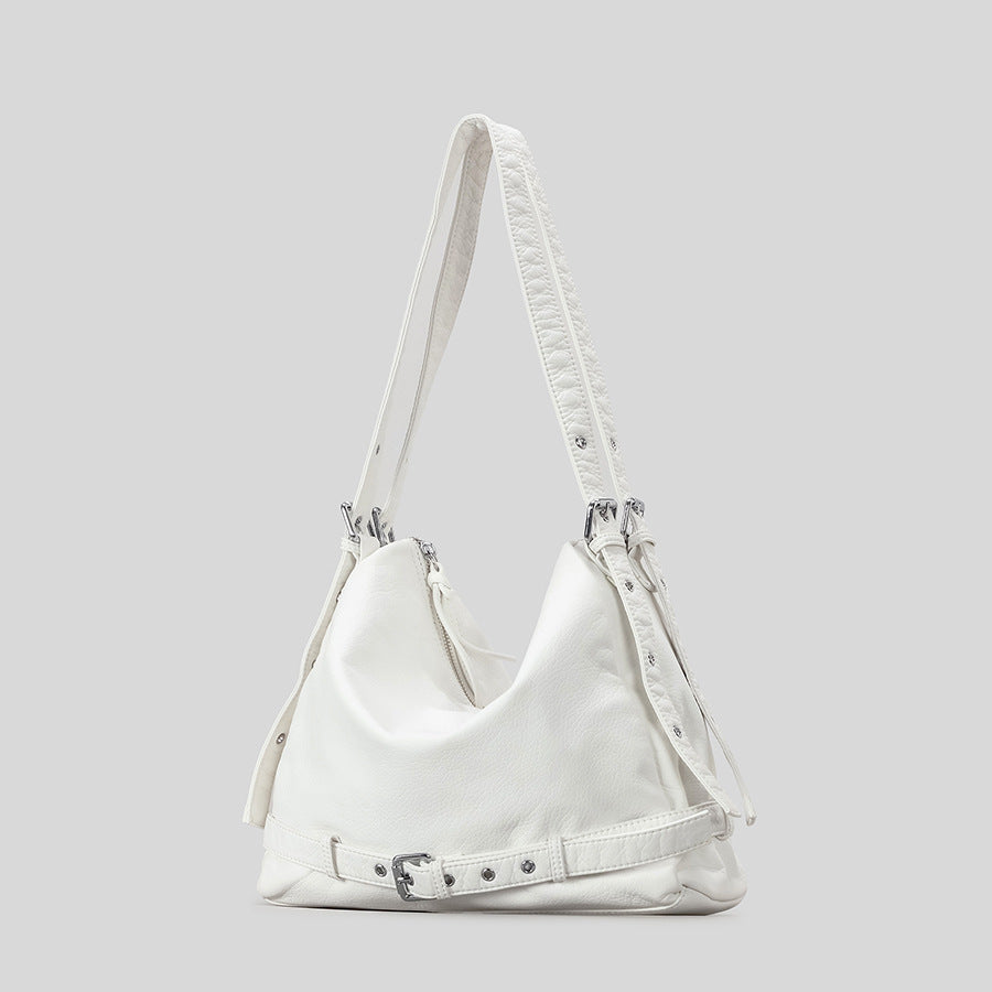 Casual Slouchy Leather Shoulder Bag