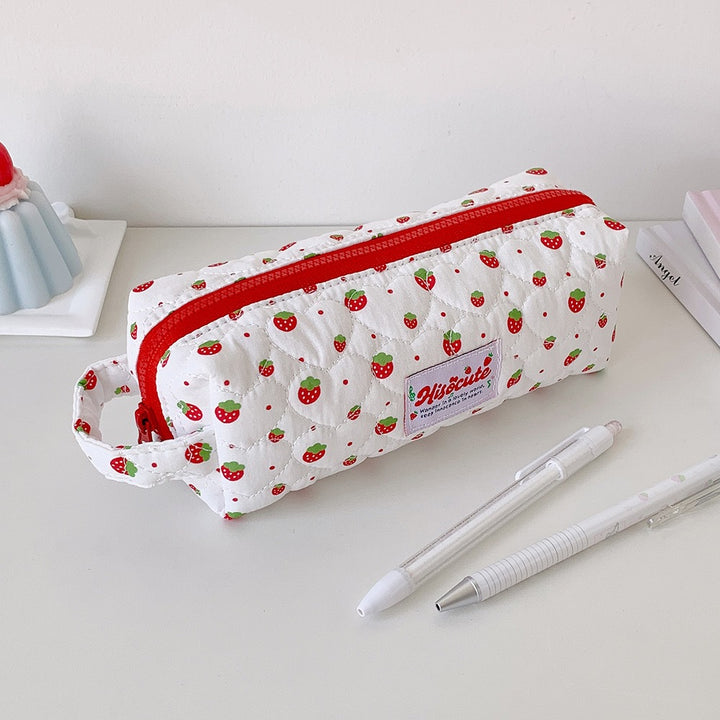 Strawberry Print Quilted Pencil Case Kalsten
