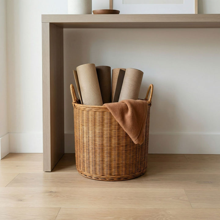Handmade storage basket made of natural wicker Kalsten