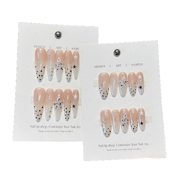 Acrylic Nails Set with Creative Designs and Shimmering Accents Kalsten