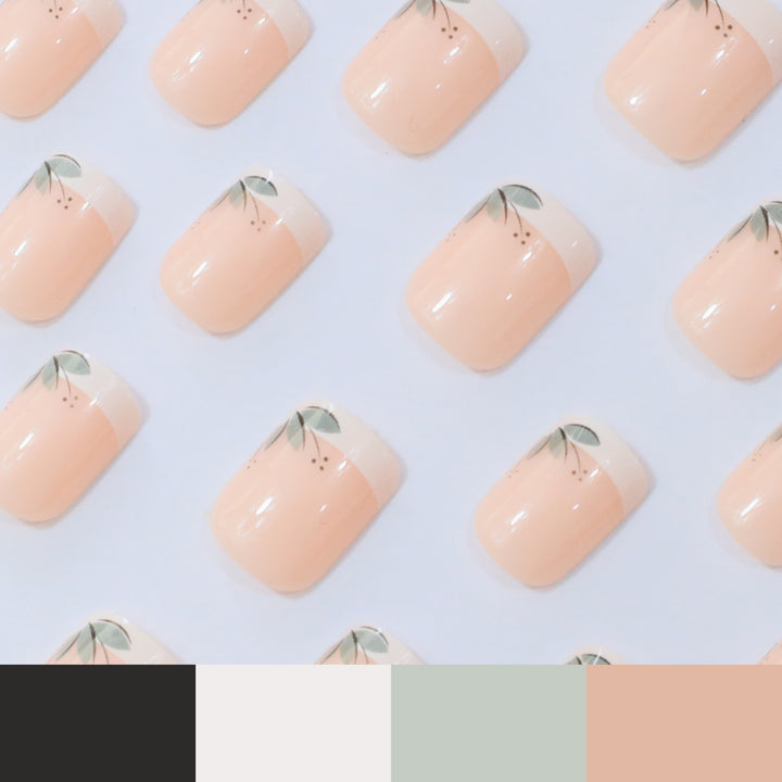 Elegant French Tip Floral Nail Enhancements Kalsten