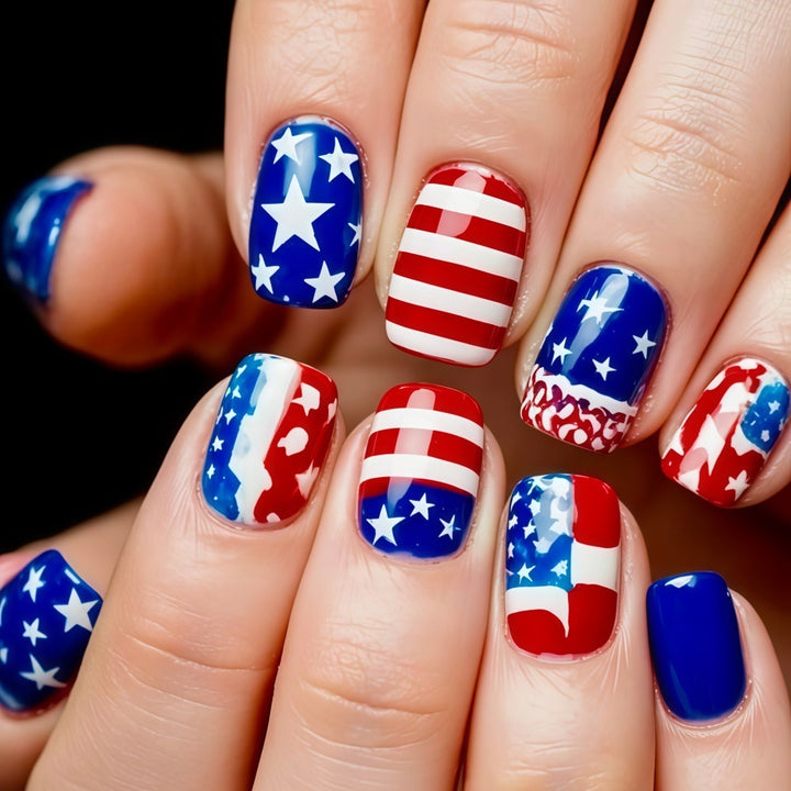 Creative artistic nails in patriotic design Kalsten