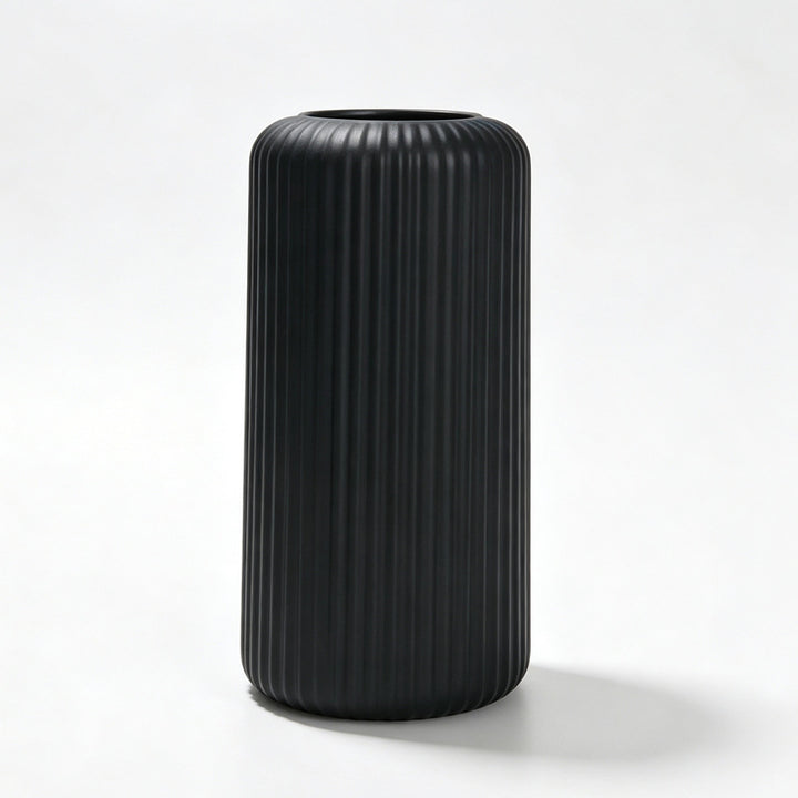 Elegant Ribbed Ceramic Decorative Vase Kalsten
