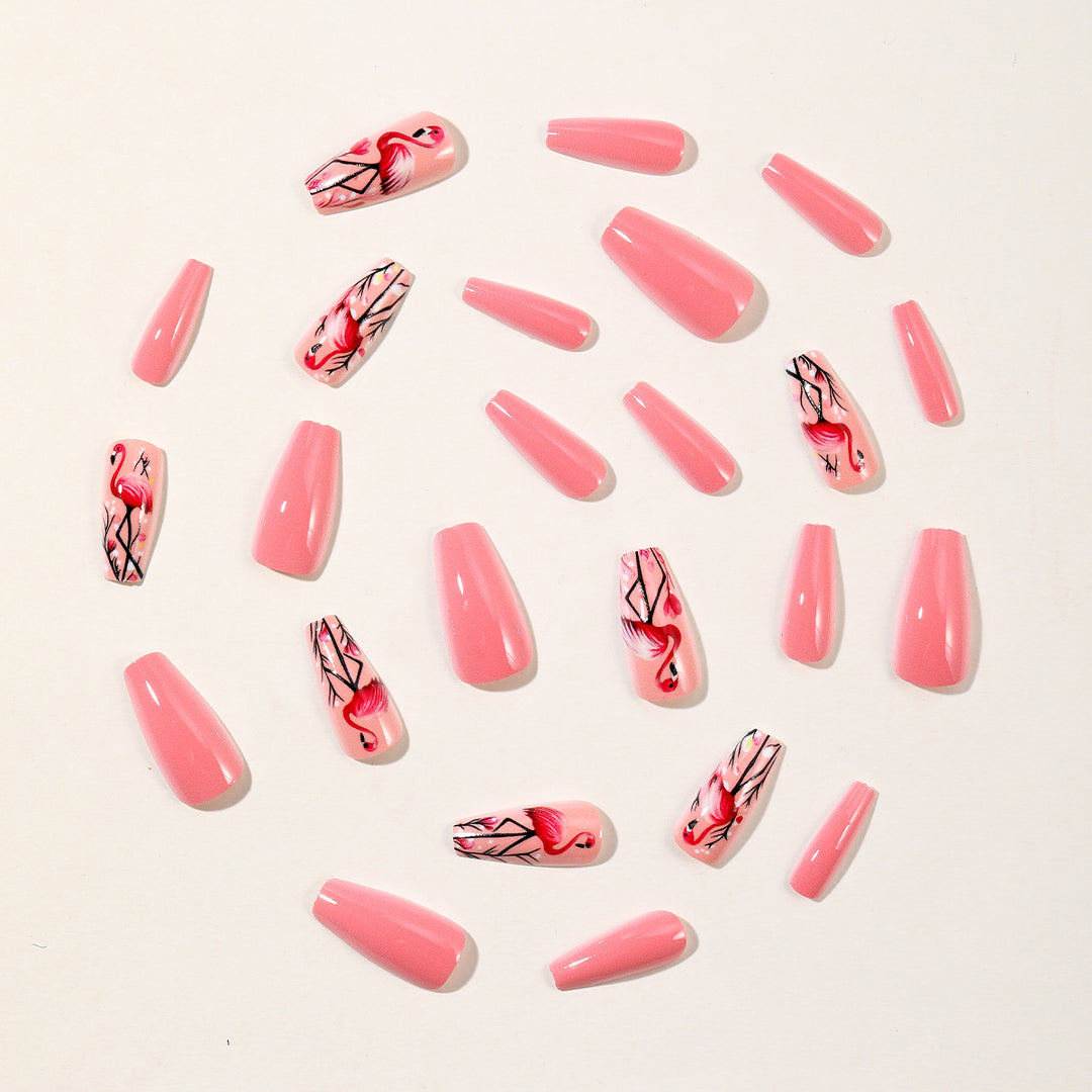 Artistic Flamingo Acrylic Nail Art Extensions Kalsten