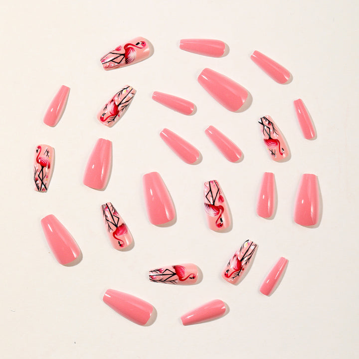 Artistic Flamingo Acrylic Nail Art Extensions Kalsten