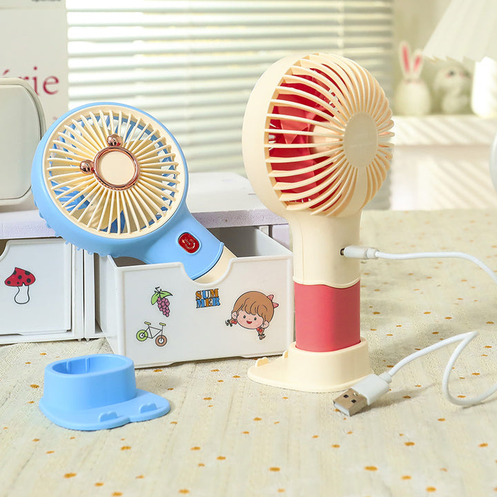 Ladies portable hand fan with playful bear design Kalsten