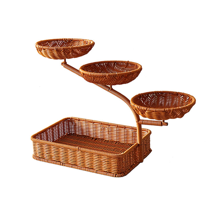 Two-Tiered Woven Fruit Display Stand Kalsten