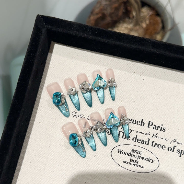 Glamorous Crystal-Embellished Press-On Nails