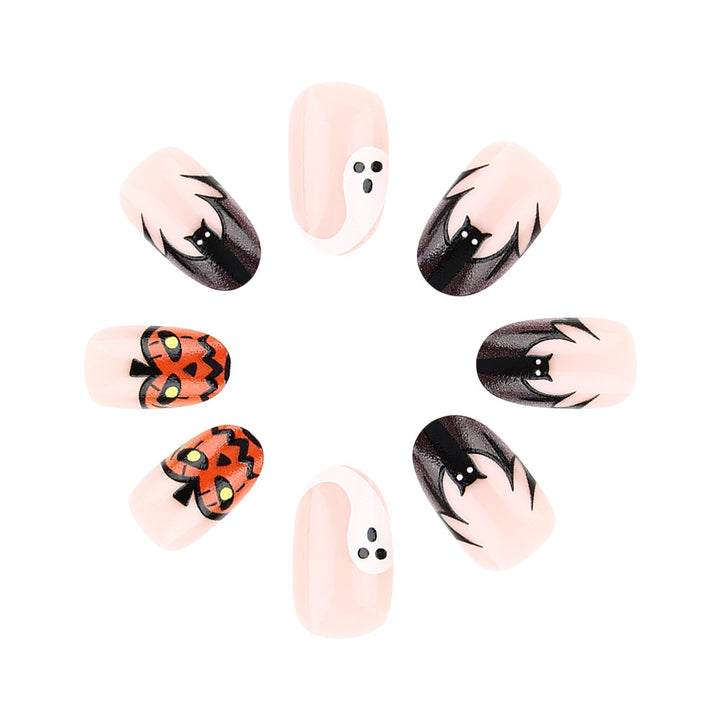 Artistic Halloween-Themed Press-On Nail Art Kalsten 1787543212