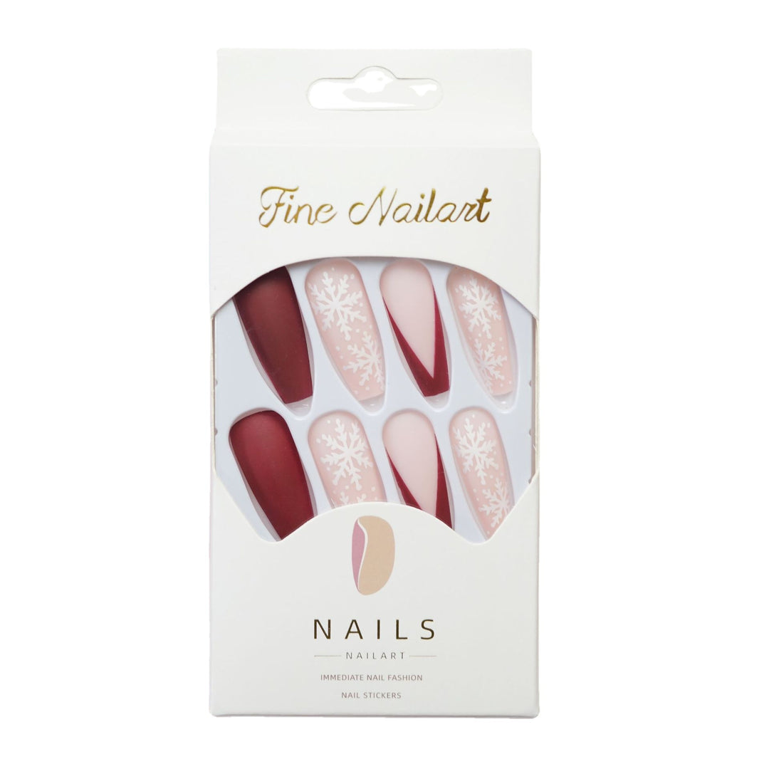 Festive Winter-Themed Press-On Nail Art
