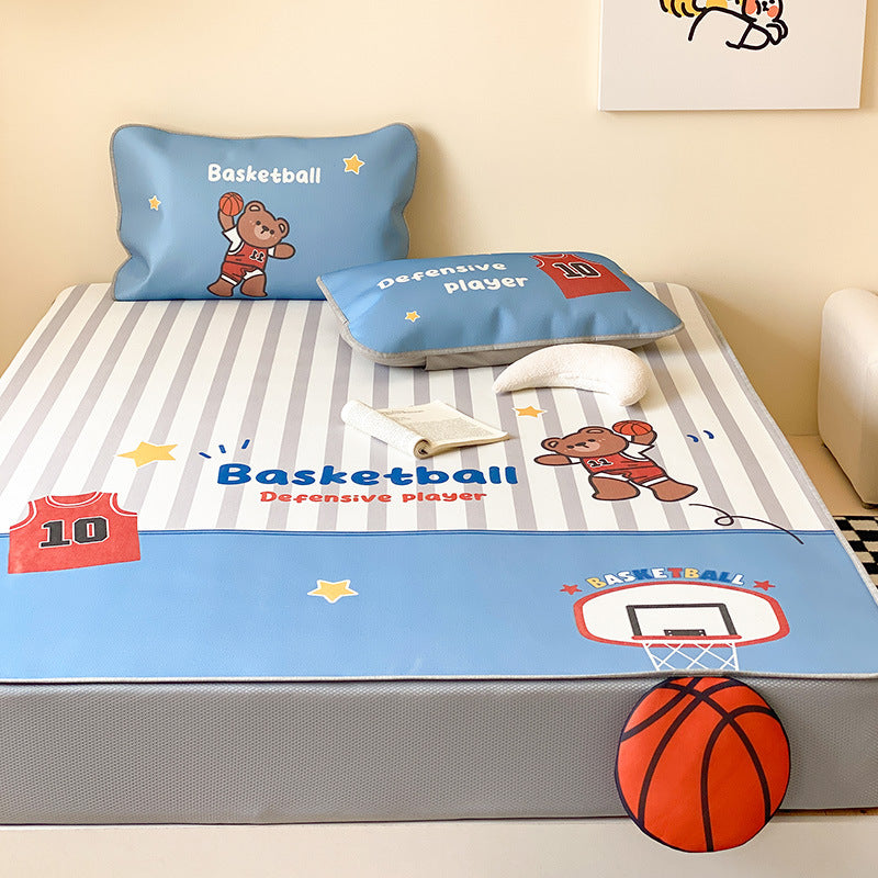 Children's tension cover with anti-slip, cartoon breakfast print, and 3D boot applications