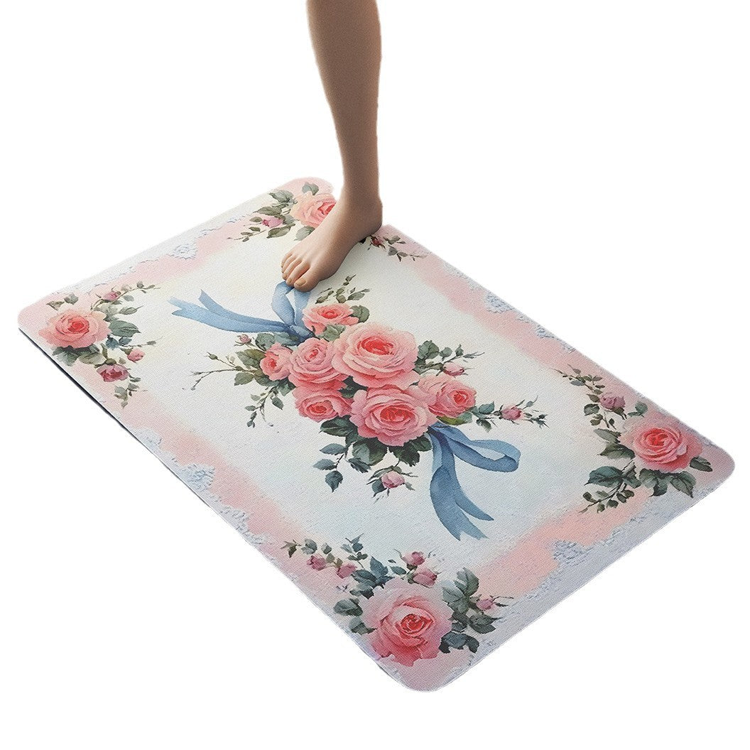 Vintage Floral Bath Mat Kalsten