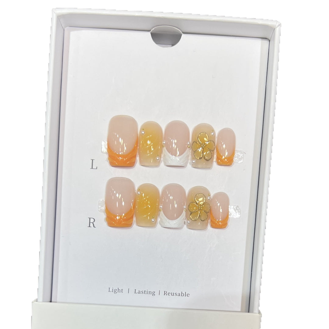 Elegant Stiletto Press-On Nail Set with Floral Accents Kalsten