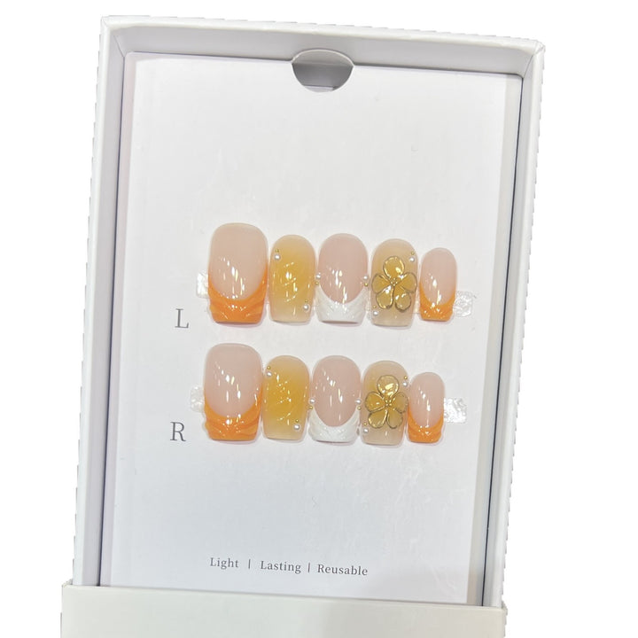 Elegant Stiletto Press-On Nail Set with Floral Accents Kalsten
