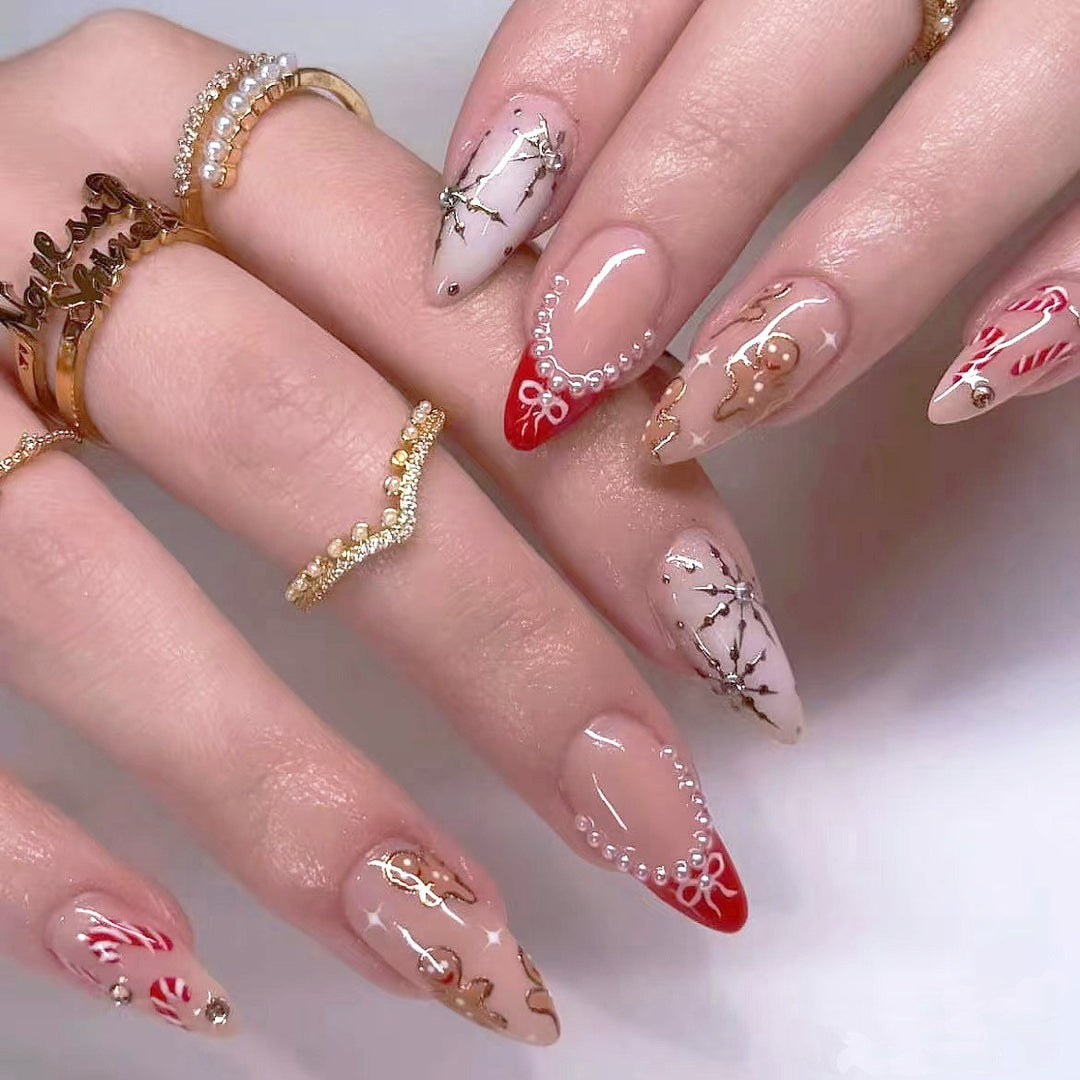 Artificial nail set with elegant Christmas motifs and glitter accents Kalsten
