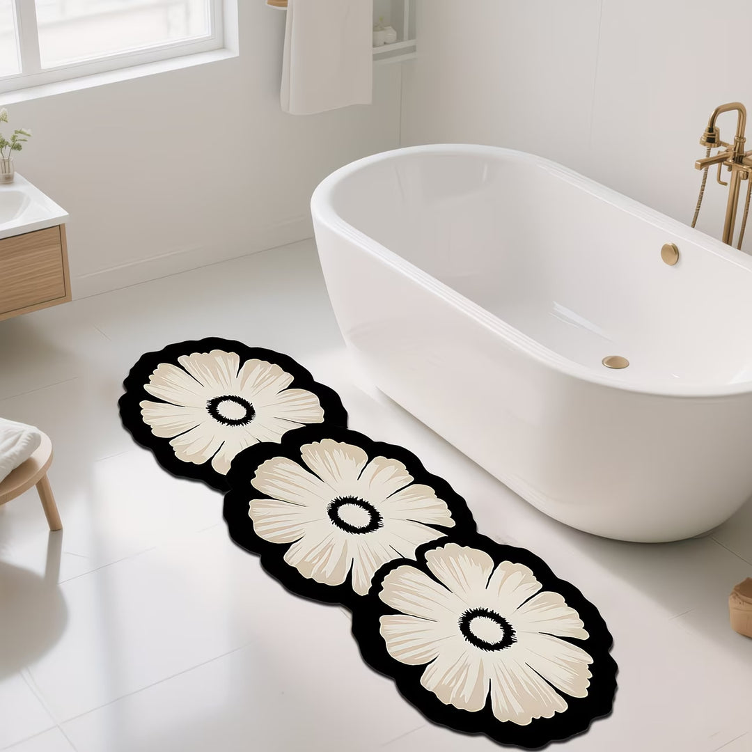 Decorative Floral-Patterned Bath Mat