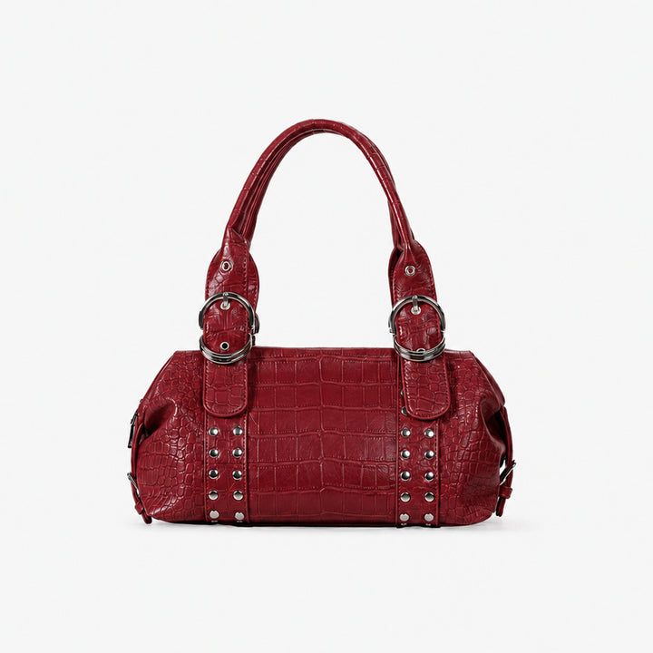 Crocodile-Effect Structured Handbag