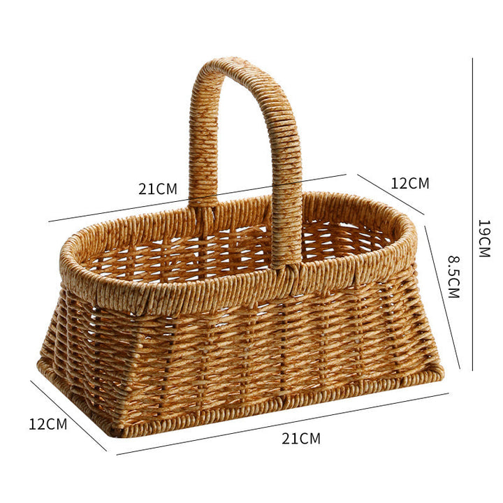 Decorative Woven Storage Basket with Mushroom Emblem Kalsten