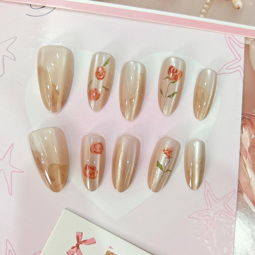 Artful acrylic nails in floral design Kalsten