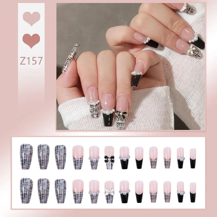 Artificial nail set with elegant pearl and flower motif Kalsten