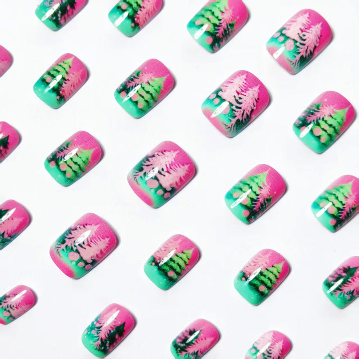 Artificial nails with festive Christmas tree design Kalsten